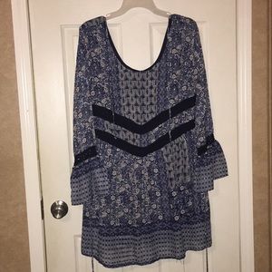 Long sleeve silk above knee dress or long shirt